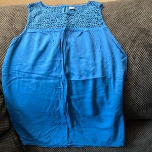 Blue Sleeveless Lace Top old navy size S